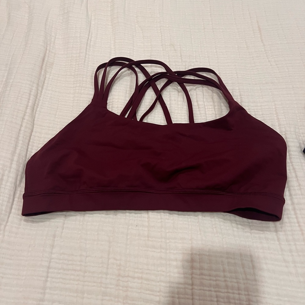 Women's Strappy Burgundy sports bra